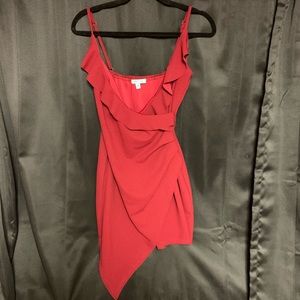 She and sky maroon asymmetrical dress